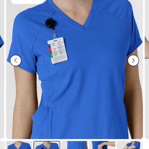 RENEW knit women's flex-n-reach v-neck scrub top (ceil blue) x-small